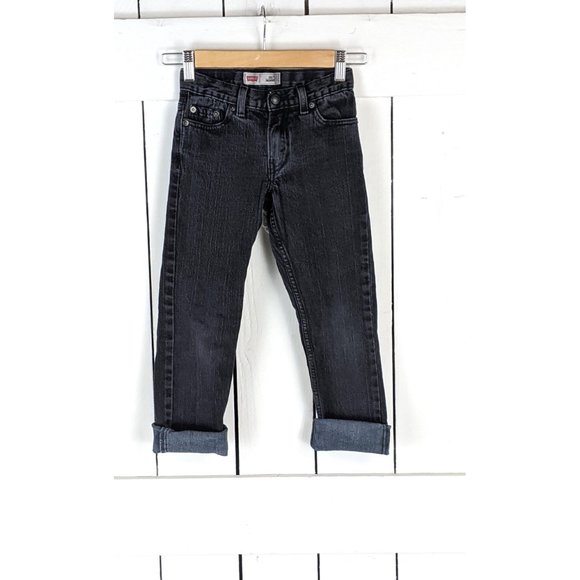 Kids black faded Levis Strauss 511 skinny denim jeans 7 reg - Picture 2 of 6